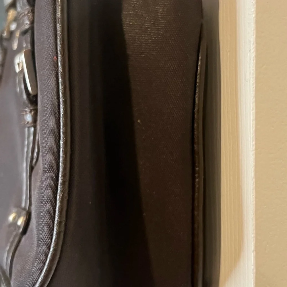 Etienne Aigner Small Vintage Dark Brown Women's Bag with Pebbled Leather Trim
